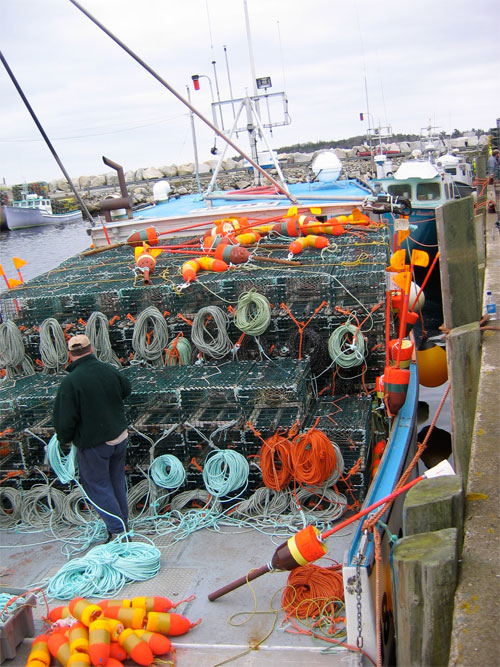 Lobster fishermen ready their boats for the start of the season
